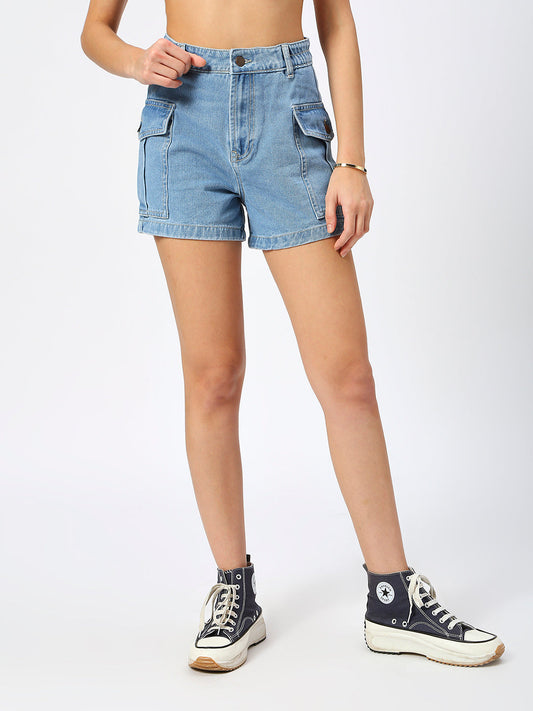 TARAMA High Rise Cargo Shorts TARAMA JEANS